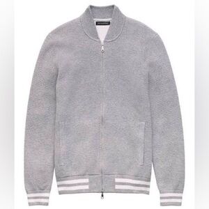 BRAND NEW Banana Republic Men's Zip-Up Gray Bomber Jacket Sweater